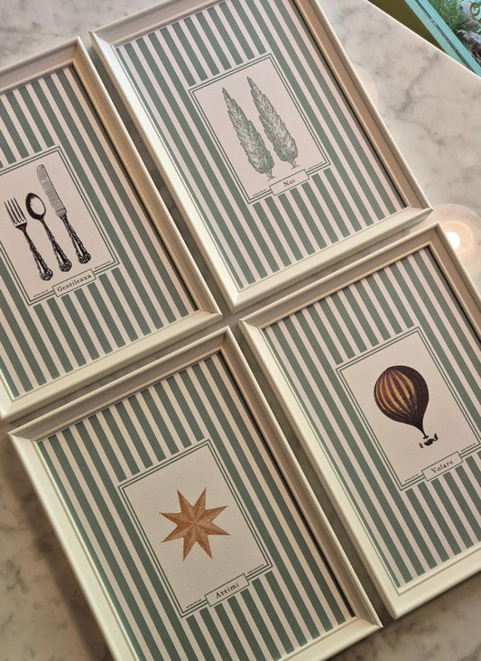 "Righe d'Amore" Set di 4 quadri 21x30